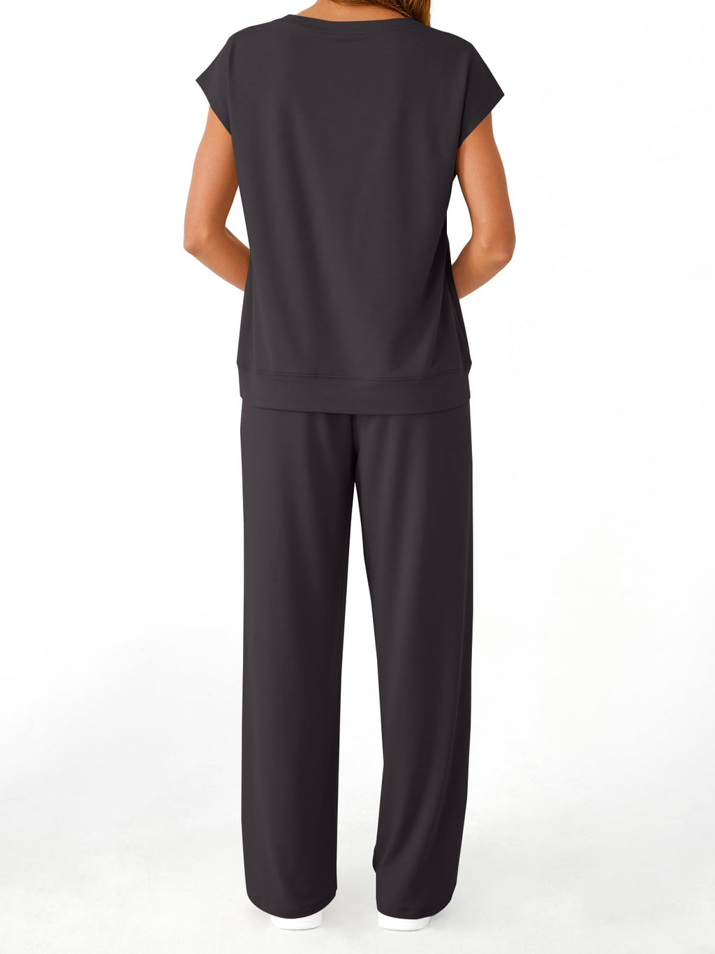 AUTOMET Women's 2 Piece Lounge Set Casual Cap Sleeve Top Wide Leg Pants Summer Vacation Outfits