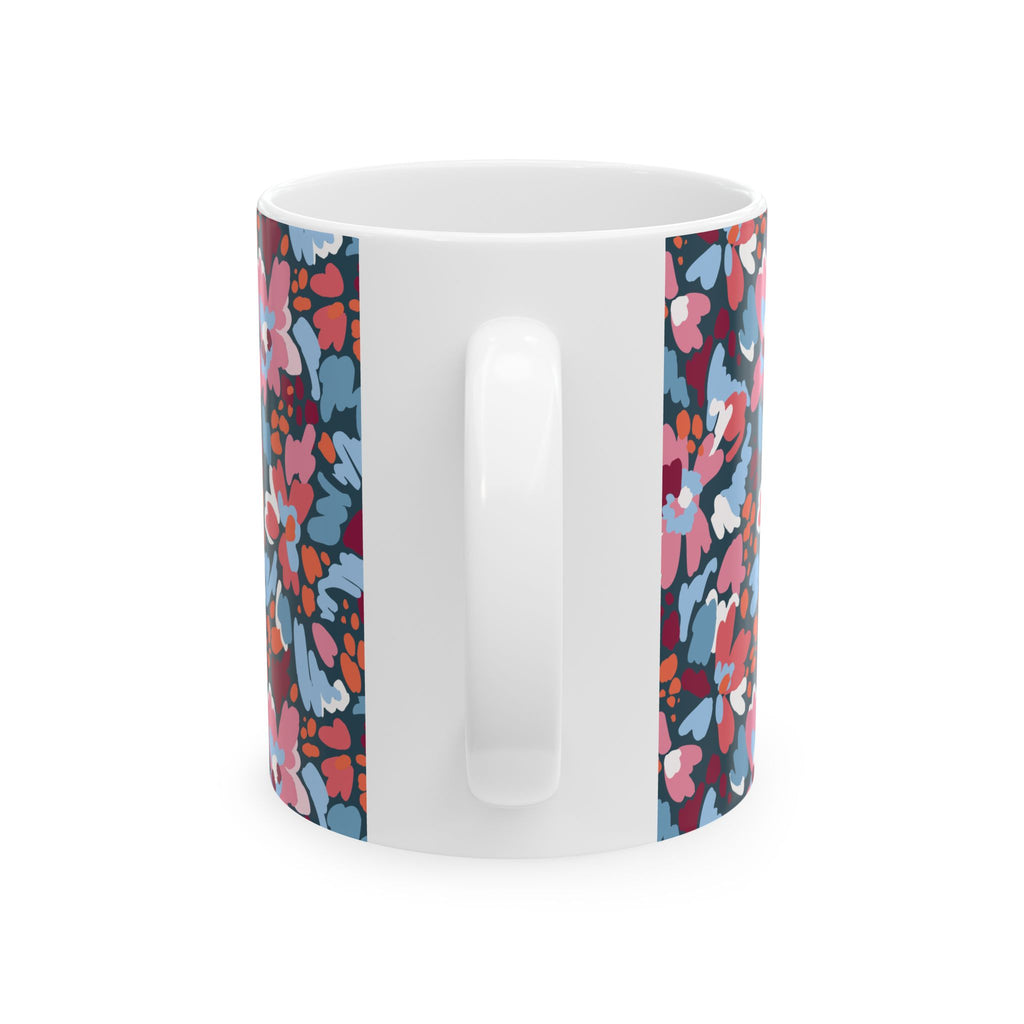 Floral Pattern Ceramic Mug — Colorful Retro Blooms Coffee Cup (11oz, 15oz)