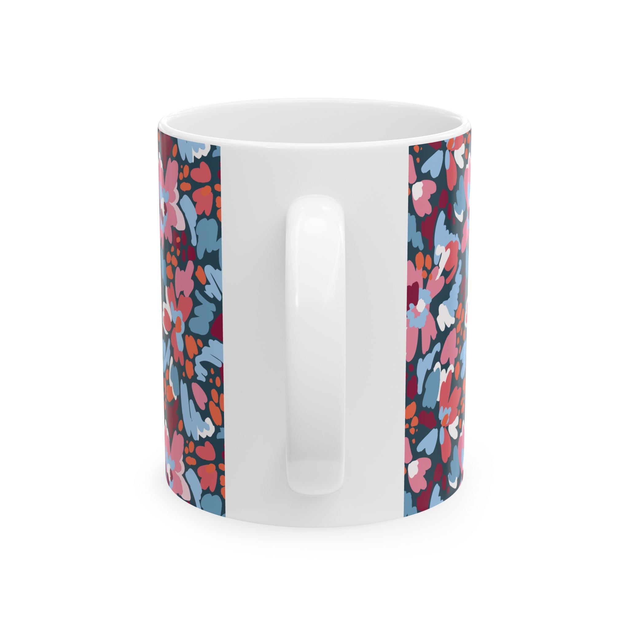 Floral Pattern Ceramic Mug — Colorful Retro Blooms Coffee Cup (11oz, 15oz)