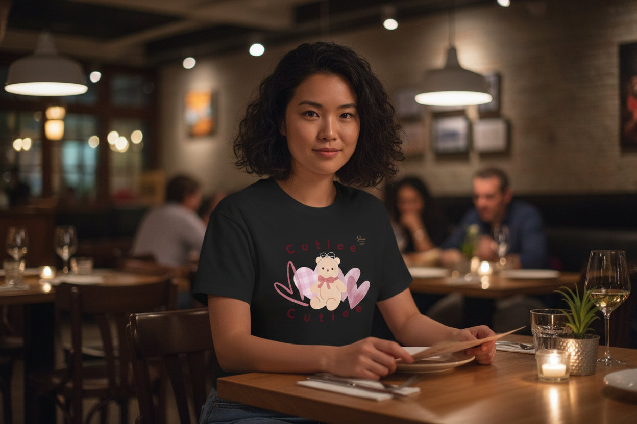 Cutie Bear Tee-Women's Jersey Crop Tee