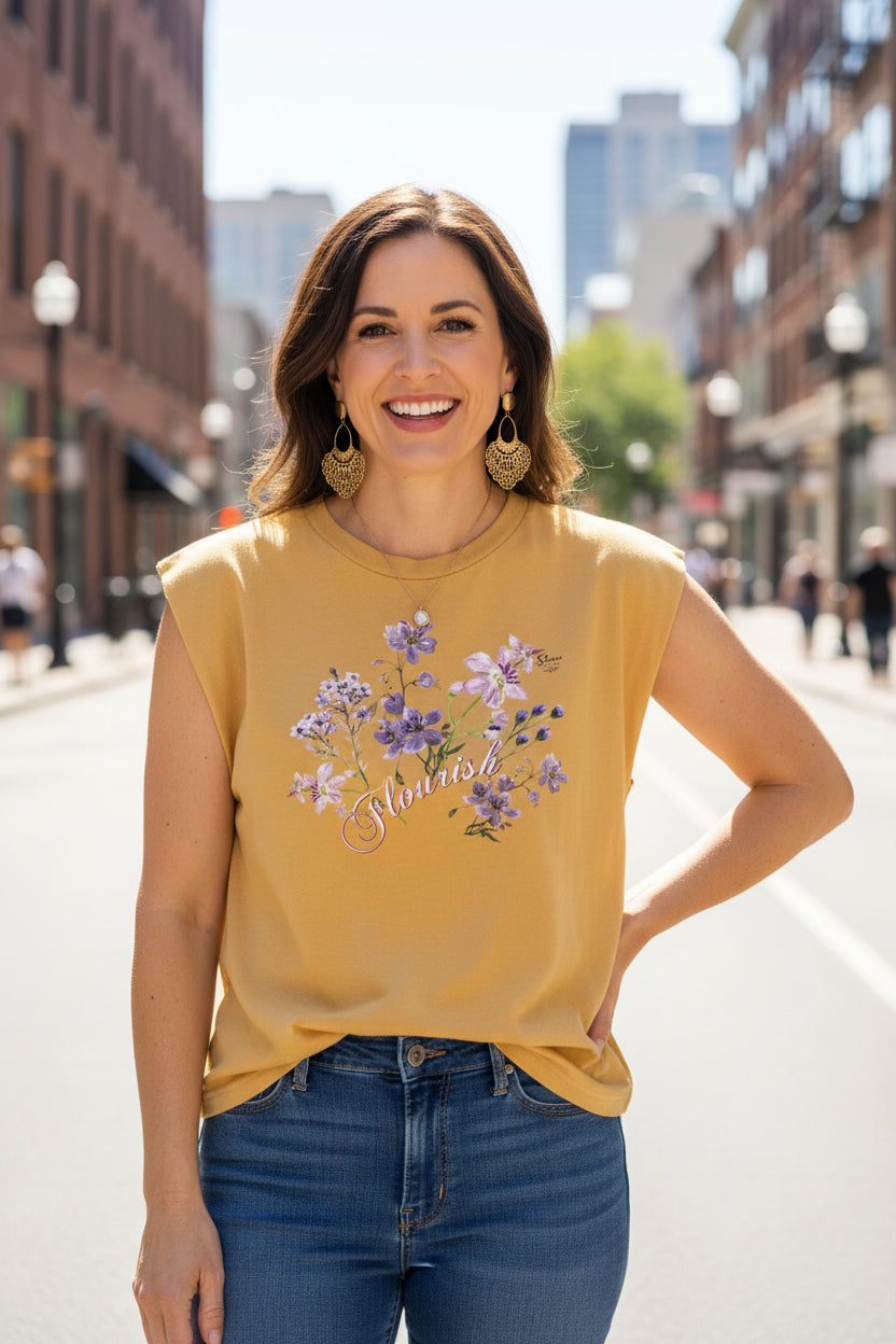 Flourish Tank-American Apparel Ladies' Garment Dyed Muscle Tank